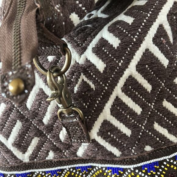 NWT TEN 79 LA beaded boho hippie beachy embroidered leather brown backpack. main image 8
